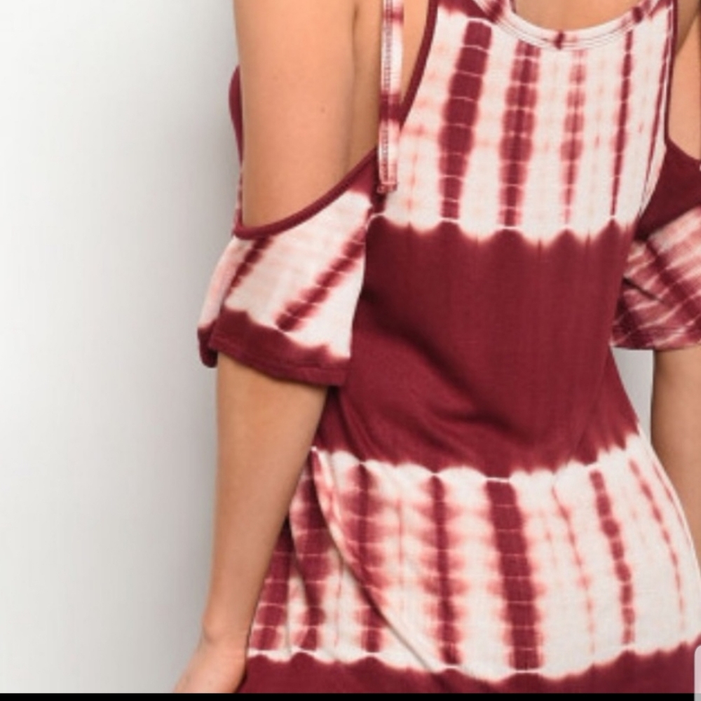 Wine and White Long Tie Dyed Top Adjustable Strap - Picture 2 of 4